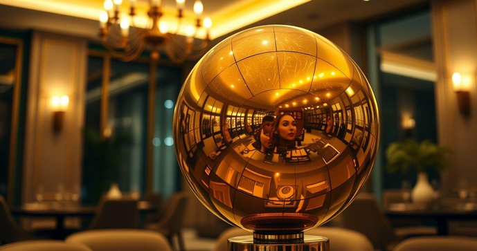 Esfera de latão como elemento decorativo e funcional Esfera de latão como elemento decorativo e funcional